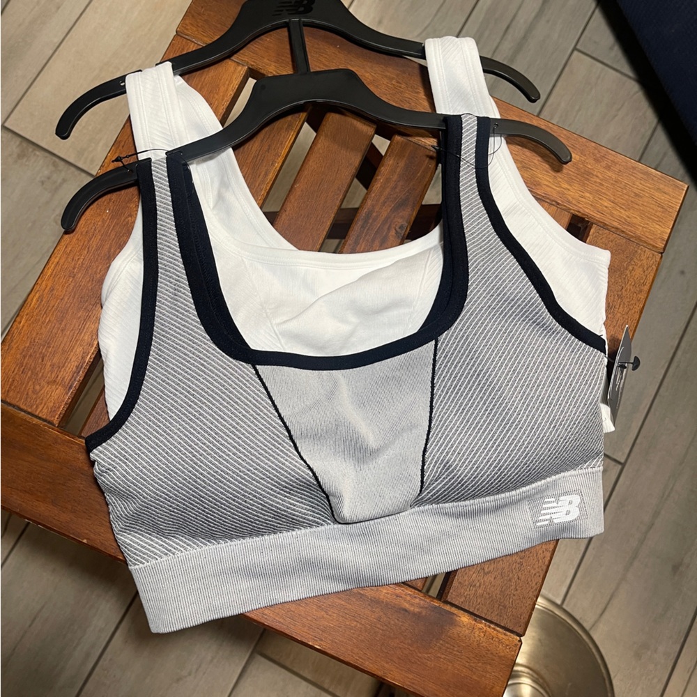 New Balance 2-piece Bra Set Gray and White Sports Bras